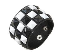 Alksubbm Cuir PU souple de qualité supérieure avec trois rangées de clous carrés, fermeture réglable pour un ajustement confortable clouté, taille unique, Comme décrit