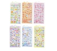 Alksubbm Lot de 6 autocollants éducatifs en relief avec texture en cristal pour la petite enfance, les jeux et les travaux manuels