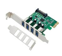 Alksubbm Profile Carte USB PCIe pour ordinateurs de bureau | 4 sorties externes de type A, entrée d'alimentation 15 broches, matériel de voie supplémentaire pour des mises à niveau
