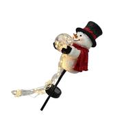 Alksubbm Statuette solaire en forme de bonhomme de neige avec éclairage | Sphère transparente en forme de flocon de neige et lumière chaude - Peinte à la main - Décoration d'hiver pour terrasse et
