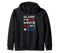 All About The Red White and Blue 4th of July Patriotic Sweat à Capuche
