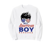 All American Boy 4th of July Boys Kids Sunglasses USA Flag Sweatshirt