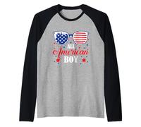 All American Boy of July Boys Patriotic Teens Kids Manche Raglan