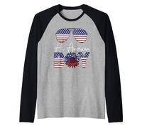 All American Boy Sunflower USA Flag Sunglasses 4th of July Manche Raglan