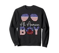 All American Boy Sunflower USA Flag Sunglasses 4th of July Sweatshirt