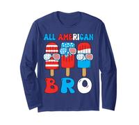 All American Bro Popsicle 4th July Boy Men Funny Patriotic Manche Longue