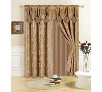 All American Collection Ensemble de 4 pièces avec cantonnière attachée et Voile avec 2 embrasses incluses (243,8 cm de Long, Taupe)