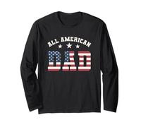 All American Dad 4th of July Father's Day Drapeau américain pour père Manche Longue