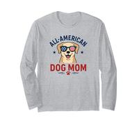 All-American Dog Mom - Adorable motif patriotique amoureux des animaux Manche Longue