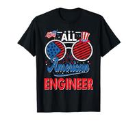All American Engineer American Flag Sunglasses 4th of July T-Shirt