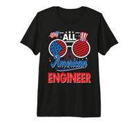 All American Engineer American Flag Sunglasses 4th of July T-Shirt Haut de Gamme