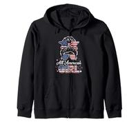 All American Girl Messy Bun USA Style Patriotique Sweat à Capuche