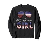 All American Girl USA Flag Sunglasses 4th of July Sweatshirt