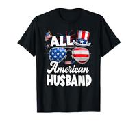 All American Husband American Flag Sunglasses 4th of July T-Shirt