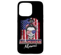 All American Mami Patriotic Messy Bun Skull USA 4th of July Coque pour iPhone 15 Pro Max
