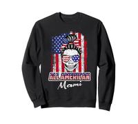 All American Mami Patriotic Messy Bun Skull USA 4th of July Sweatshirt