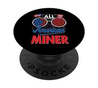 All American Miner American Flag Sunglasses 4th of July PopSockets PopGrip Adhésif