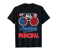 All American Principal American Flag Sunglasses 4th of July T-Shirt