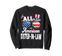 All American Sister in Law USA Flag Sunglasses 4th of July Sweatshirt