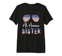 All American Sister Sunflower Flag Sunglasses 4th of July T-Shirt Haut de Gamme