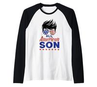 All American Son 4th of July Sunglasses USA Flag Manche Raglan