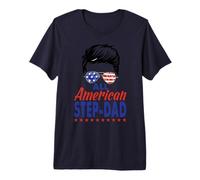 All American Step-Dad Sunglasses USA Flag 4th of July T-Shirt Haut de Gamme