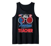All American Teacher American Flag Sunglasses 4th of July Débardeur