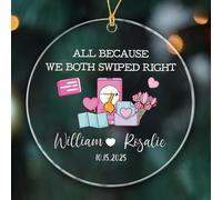 All Because We Both Swiped Right Ornaments, Customized Date & Names Couple Online Dating Together Ornament Gift, Personnalisé Sortir ensemble Anniversaire, Ornements de Noël Amour en ligne assortis