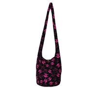 All Best Thing Skull Bohemian Boho Hobo Hippie Gothic Crossbody Bag Purse 33" Black (SmileBlackBrightPink)