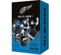 ALL BLACKS Sport - Coffret 3 produits - Fougère & fruité - Parfum 80ml + Déodorant 150ml + Serviette - Fabriqué en France