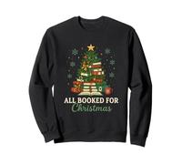 All Booked for Christmas Book Tree Holiday Graphic Sweatshirt