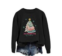 All Booked for Christmas Women's Everyday Crewneck Sweatshirt - Soft Graphic Print Pullover for Casual Comfort and Style