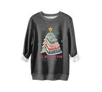All Booked for Christmas Women's Graphic Print Sweatshirt, Long Sleeve Comfort Fit Pullover, Cotton Blend Crewneck Top for Daily Use and Holiday Gifting