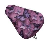 All Butterflies are on Purple Background Housse de selle de vélo imperméable à l'eau et à la poussière Coussin de selle de vélo doux avec cordon de serrage pour homme et femme