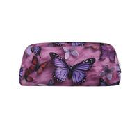 All butterflies are on purple background makeup bag for women men pencil pouch travel small cosmetic bag zipped toilet tries esthetics pen bags trendy storage bags leather Coin Pouch Purse, Argenté
