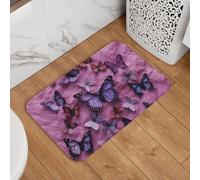All Butterflies are on Purple Background Paillasson de bienvenue antidérapant absorbant doux lavable Tapis de sol moderne pour cuisine, chambre à coucher, salle de bain 40,6 x 61 cm