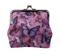 All Butterflies Are on Purple Background Petit porte-monnaie pour femme, porte-monnaie en cuir avec fermeture à baiser, porte-monnaie mignon, mini porte-monnaie porte-monnaie porte-monnaie