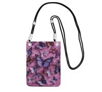 All Butterflies Are on Purple Background Sac à main pour téléphone portable pour femme, pochette pour téléphone portable, sac portefeuille avec bandoulière noire, pochette de voyage, noir, taille