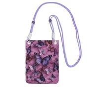 All Butterflies Are on Purple Background Sac à main pour téléphone portable pour femme, pochette pour téléphone portable, sac portefeuille avec bandoulière noire, pochette de voyage, violet, taille