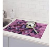 All Butterflies Are On Purple Background Tapis de séchage pour comptoir de cuisine en microfibre absorbant Grand tapis de séchage réversible lavable pour la décoration de la maison, de la cuisine, de