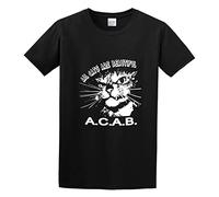 All Cats are Beautiful AC from Punk Oi Skinhead FCK CPS Cops T-Shirt Graphic Tee Printed Top Mens Black Shirt XL