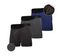 All Citizens Elite Sous-vêtement pour homme avec braguette, design breveté de poche à balles, tissu performant, ne remonte pas les jambes, (noir | bleu marine vif | gris foncé), Taille L