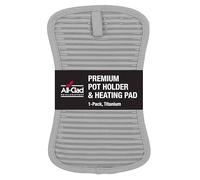 All-Clad Manique et Coussin Chauffant de qualité supérieure : résistant à la Chaleur jusqu'à 500 degrés - 100% Coton, 25,4 x 15,9 cm pour Cuisine et Barbecue, (1 pièce), Titane