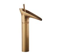 All Copper Antique Wine Cup Waterfall Basin Faucet washbasin Basin Hot and Cold splashproof Faucet, Antique High