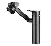 All-Copper Black Kitchen Hot and Cold Countertop Washbasin Basin Single-Hole Bathroom Multi-Function Splash-Proof Booster Faucet