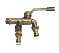 All-copper Outdoor Anti-freezing Faucet With One Inlet And Two Outlets Dual Water Outlets, 1/2 * 1/2 * 1/2 Thickened Garden Watering(Light green)