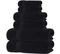 All Design Lot de 6 Serviettes 100% Coton à séchage Rapide, Douces et très absorbantes, pour Salle de Bain, invités, Piscine, Gym, Camping, Voyage, dortoir, Collection Cappadocia (Noir)