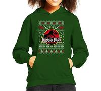 All+Every Jurassic Park Logo Christmas Knit Pattern Kid's Hooded Sweatshirt