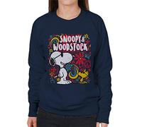 All+Every Peanuts 70s Floral Snoopy and Woodstock Women's Sweatshirt