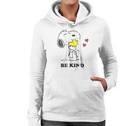 All+Every Peanuts Snoopy Hugging Woodstock Love Hearts Be Kind Women's Hooded Sweatshirt